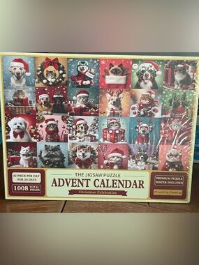 Advent Calendar Jigsaw Puzzle Christmas Celebration Dog Cat